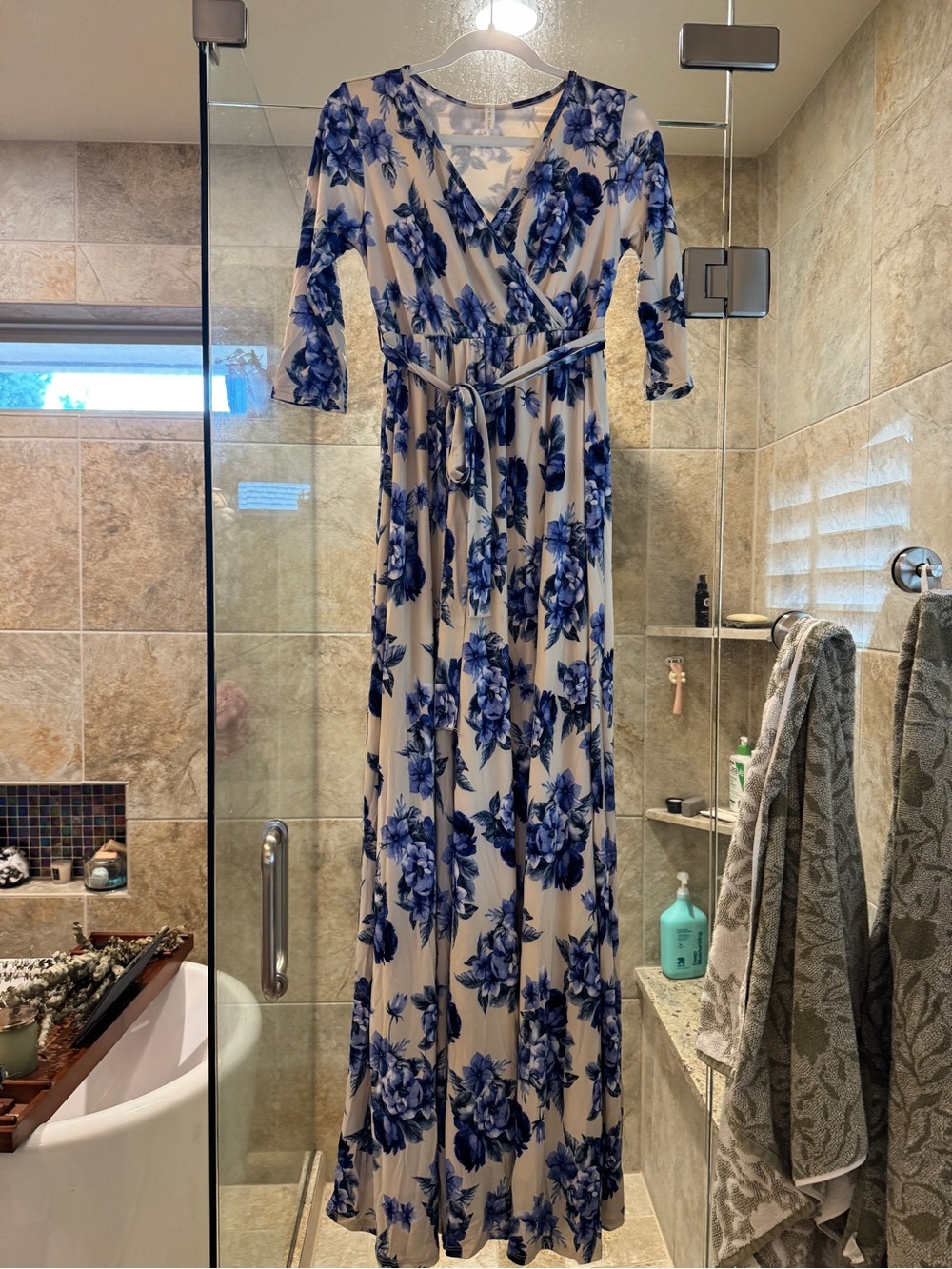 Pinkblush Blue & White maternity Floral Dress